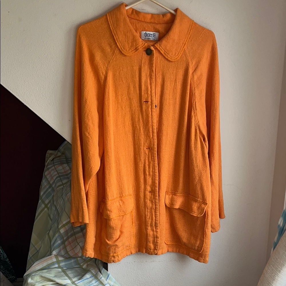 Vintage Spiegel Orange Linen Button-Up Jacket